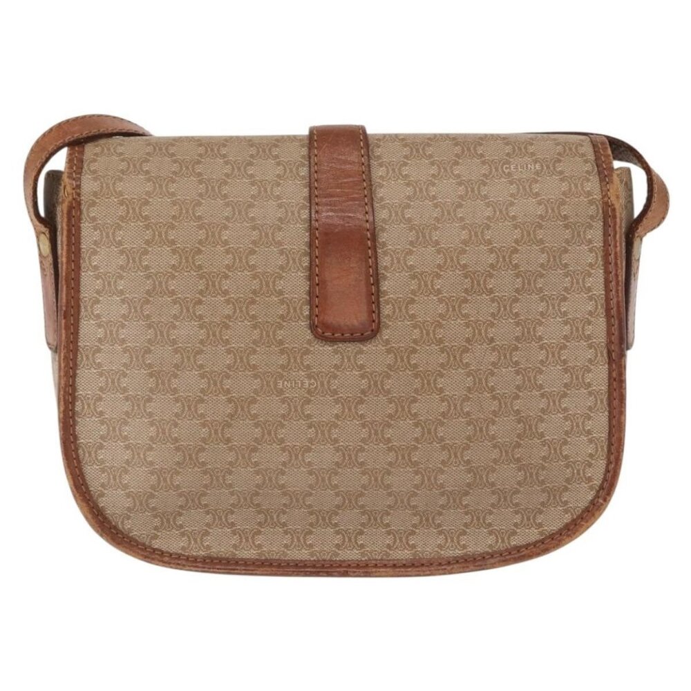 Authentic CELINE Macadam Canvas Shoulder Bag PVC Beige Gold - Picture 9 of 16